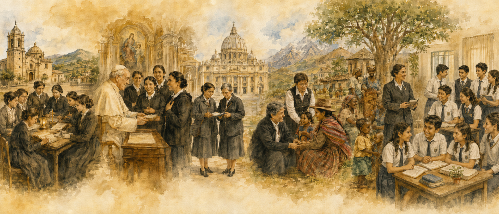 Panorámica visual de la historia del Instituto desde Zamora hasta su presencia actual en Roma, Perú y Chad